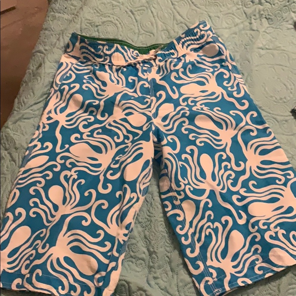 Lands End board swim trunks size 10/12 aqua